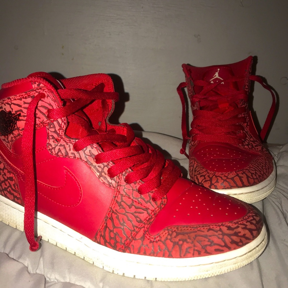 Retro Air Jordan 1 Elephant Print Red